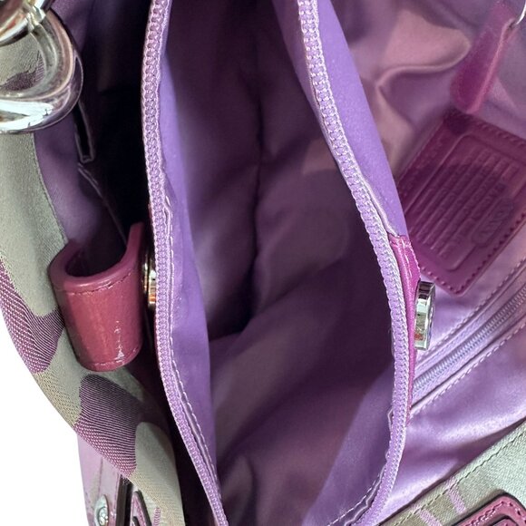 Coach OPTIC Signature C PENELOPE Shoulder Bag Mauve Pink Berry Turnlock F17140 - Picture 7 of 15